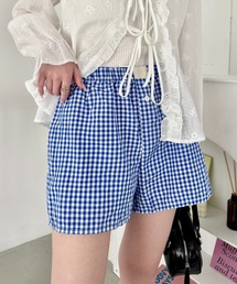 GANT RUGGER ギンガムチェック ショートパンツ 紺 白 size34 ギンガムチェックショートパンツ(ハーフ・ショート丈パンツ