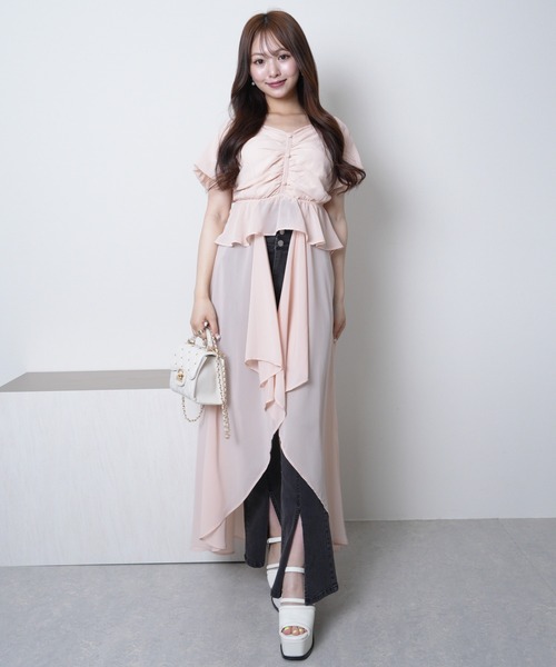 2wayオフショルロングトップス