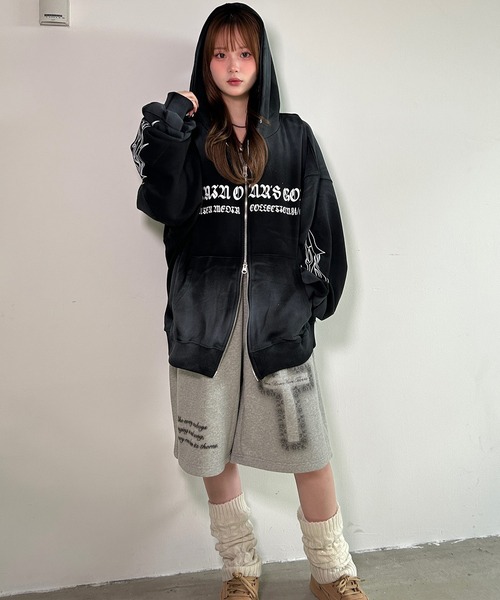 ARULE（アルール）の「A'GEM/9 × .kom 『ARULE/アルール』 バッククロススプレー加工パーカー（パーカー・レディース・アイボリー/ブラック・FREE）」の7枚目の写真