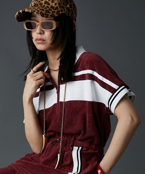 GEVS.（ジェイヴィス）の「フレンチスリーブポロシャツロングワンピース＜大きいサイズ有＞GEVS.（ワンピース・レディース・ブラック/バーガンディー・LL/3L/4L/5L/M/L）」の5枚目の写真