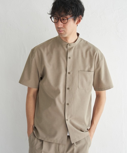 ikka(イッカ)の「【イージーケア/セットアップ対応】Reflax(R) リラックスバンドカラーシャツ(シャツ/ブラウス・メンズ・グリーン/ダークネイビー/ベージュ・M/L/XL/S)」の4枚目の写真