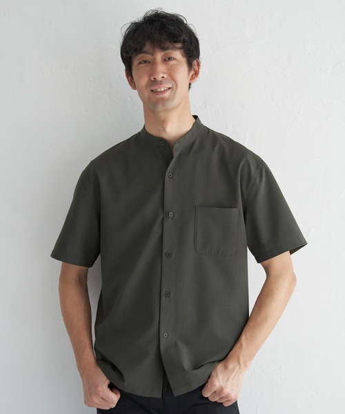 ikka(イッカ)の「【イージーケア/セットアップ対応】Reflax(R) リラックスバンドカラーシャツ(シャツ/ブラウス・メンズ・グリーン/ダークネイビー/ベージュ・M/L/XL/S)」の11枚目の写真