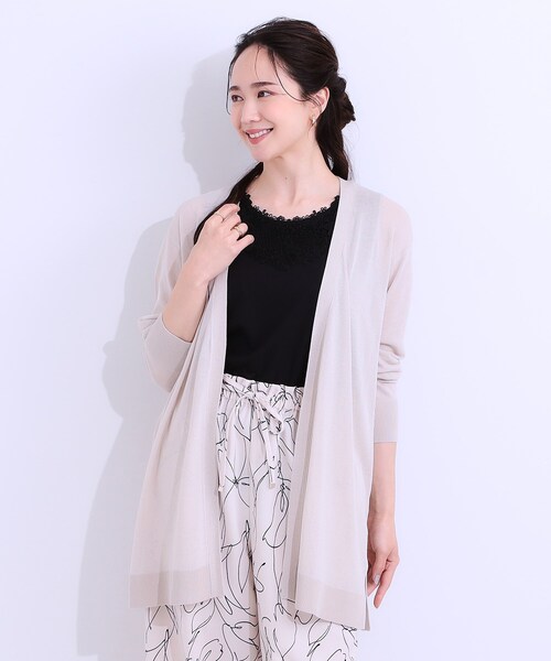 DRESKIP(ドレスキップ)の「【洗える/ひんやり】体型カバーにも トッパー ロングカーディガン(カーディガン/ボレロ・レディース・ブラック/ライトベージュ/ブルー・01/02/03)」の4枚目の写真