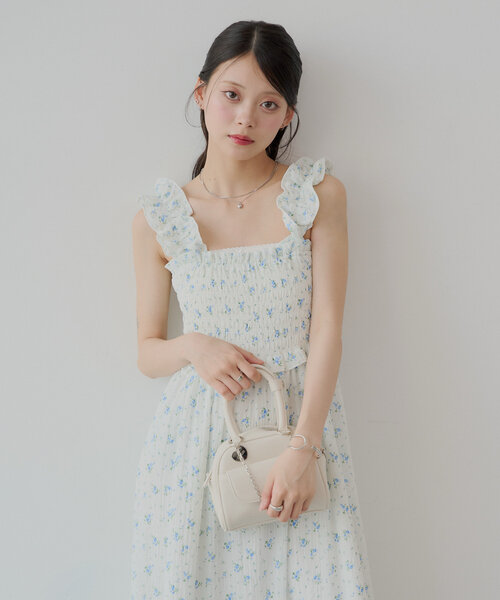 MOSCHINO フリルデザイン ワンピース　ダークブルー×ひブラック 835993e63ac2e7def0fad843ca61d3