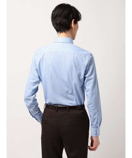 SUIT SQUARE(スーツスクエア)の「最高シャツ ワイシャツ 長袖 ノンアイロンジャージー ボタンダウンカラー FIT ドレスシャツ(ビジネスシャツ・メンズ・ピンク系/ネイビー系・首回り37cm-裄丈80cm/首回り37cm-裄丈84cm/首回り39cm-裄丈82cm/首回り39cm-裄丈86cm/首回り41cm-裄丈84cm/首回り41cm-裄丈88cm/首回り43cm-裄丈86cm/首回り45cm-裄丈86cm)」の5枚目の写真