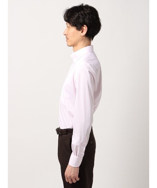 SUIT SQUARE(スーツスクエア)の「最高シャツ ワイシャツ 長袖 ノンアイロンジャージー ボタンダウンカラー FIT ドレスシャツ(ビジネスシャツ・メンズ・ピンク系/ネイビー系・首回り37cm-裄丈80cm/首回り37cm-裄丈84cm/首回り39cm-裄丈82cm/首回り39cm-裄丈86cm/首回り41cm-裄丈84cm/首回り41cm-裄丈88cm/首回り43cm-裄丈86cm/首回り45cm-裄丈86cm)」の11枚目の写真
