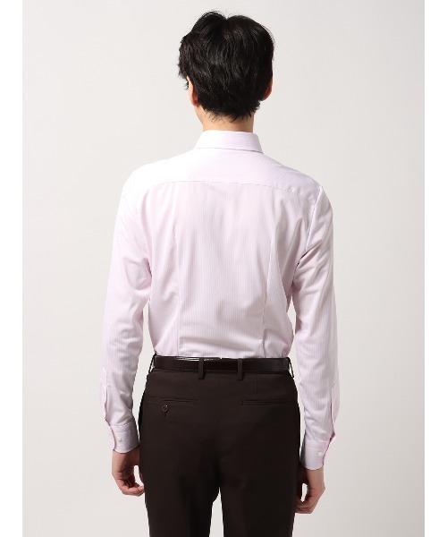 SUIT SQUARE(スーツスクエア)の「最高シャツ ワイシャツ 長袖 ノンアイロンジャージー ボタンダウンカラー FIT ドレスシャツ(ビジネスシャツ・メンズ・ピンク系/ネイビー系・首回り37cm-裄丈80cm/首回り37cm-裄丈84cm/首回り39cm-裄丈82cm/首回り39cm-裄丈86cm/首回り41cm-裄丈84cm/首回り41cm-裄丈88cm/首回り43cm-裄丈86cm/首回り45cm-裄丈86cm)」の12枚目の写真