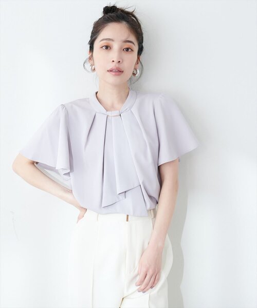 natural couture（ナチュラルクチュール）の「ゴールドバー付きボウタイブラウス（シャツ/ブラウス・レディース・オフホワイト/グレー/ピンクベージュ/ミント/ネイビー/その他1/その他2・FREE）」の14枚目の写真