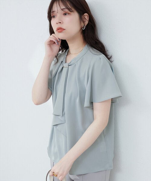 natural couture（ナチュラルクチュール）の「ゴールドバー付きボウタイブラウス（シャツ/ブラウス・レディース・オフホワイト/グレー/ピンクベージュ/ミント/ネイビー/その他1/その他2・FREE）」の17枚目の写真