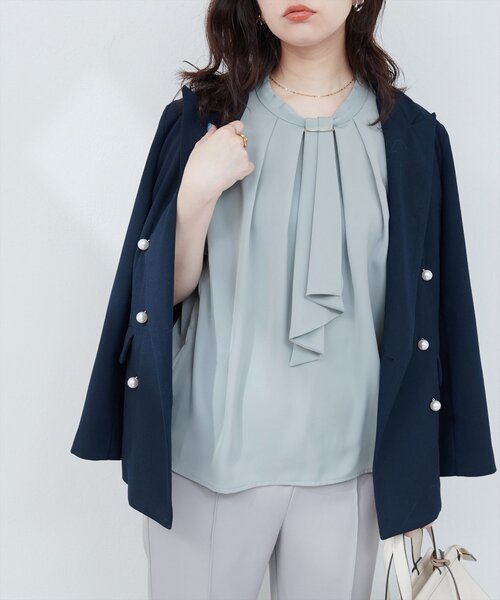 natural couture（ナチュラルクチュール）の「ゴールドバー付きボウタイブラウス（シャツ/ブラウス・レディース・オフホワイト/グレー/ピンクベージュ/ミント/ネイビー/その他1/その他2・FREE）」の21枚目の写真