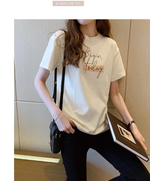 LETee(レティー)の「Beginロゴプリントティーシャツ(Tシャツ/カットソー・レディース・ホワイト/グレー/ブラック・FREE)」の4枚目の写真