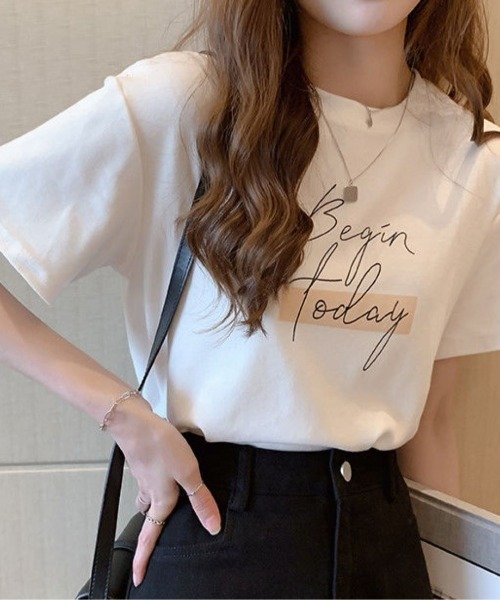 LETee(レティー)の「Beginロゴプリントティーシャツ(Tシャツ/カットソー・レディース・ホワイト/グレー/ブラック・FREE)」の5枚目の写真