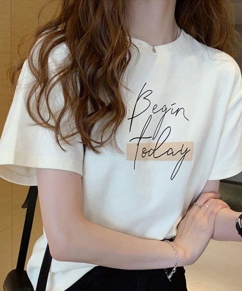 LETee(レティー)の「Beginロゴプリントティーシャツ(Tシャツ/カットソー・レディース・ホワイト/グレー/ブラック・FREE)」の6枚目の写真