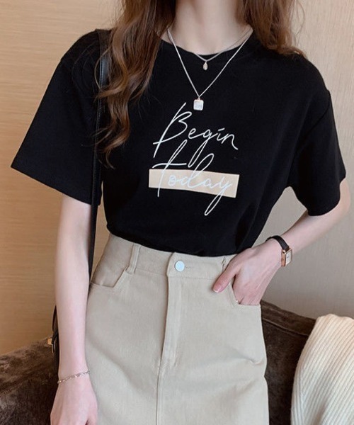 LETee(レティー)の「Beginロゴプリントティーシャツ(Tシャツ/カットソー・レディース・ホワイト/グレー/ブラック・FREE)」の8枚目の写真