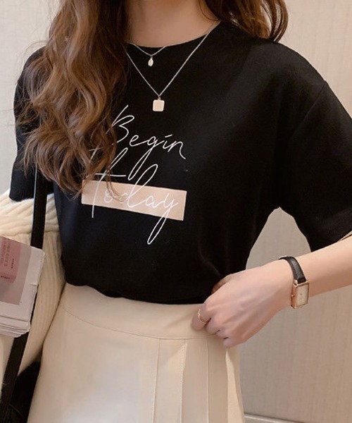 LETee(レティー)の「Beginロゴプリントティーシャツ(Tシャツ/カットソー・レディース・ホワイト/グレー/ブラック・FREE)」の9枚目の写真
