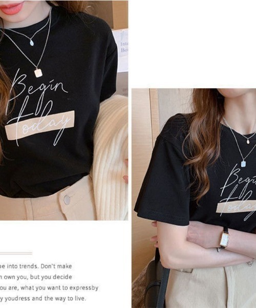 LETee(レティー)の「Beginロゴプリントティーシャツ(Tシャツ/カットソー・レディース・ホワイト/グレー/ブラック・FREE)」の10枚目の写真