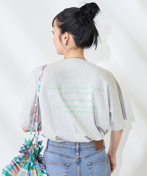 FREAK'S STORE(フリークスストア)の「フロントバックロゴ箔プリントTシャツ(Tシャツ/カットソー・レディース・杢グレー/オフホワイト/イエロー・フリ-)」の3枚目の写真