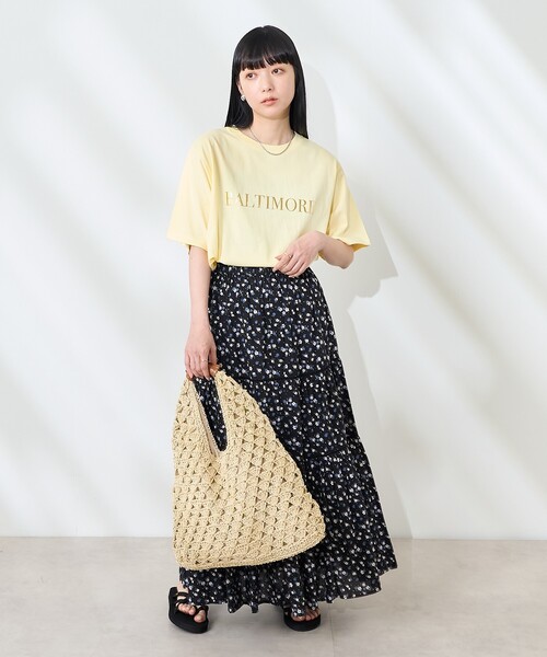 FREAK'S STORE(フリークスストア)の「フロントバックロゴ箔プリントTシャツ(Tシャツ/カットソー・レディース・杢グレー/オフホワイト/イエロー・フリ-)」の4枚目の写真