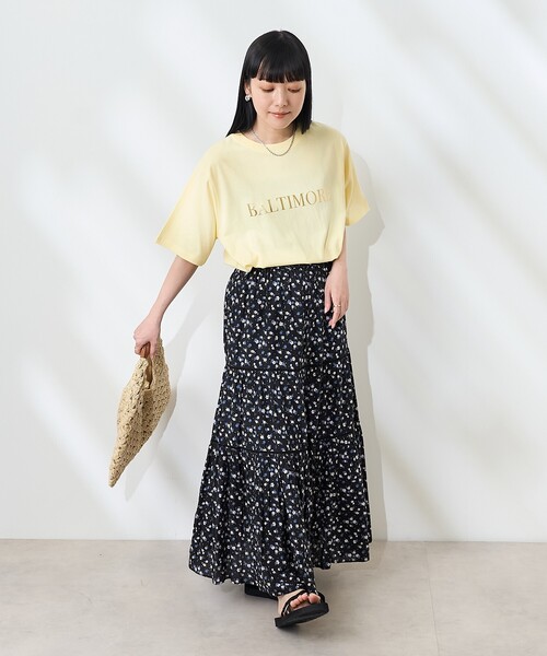 FREAK'S STORE(フリークスストア)の「フロントバックロゴ箔プリントTシャツ(Tシャツ/カットソー・レディース・杢グレー/オフホワイト/イエロー・フリ-)」の5枚目の写真