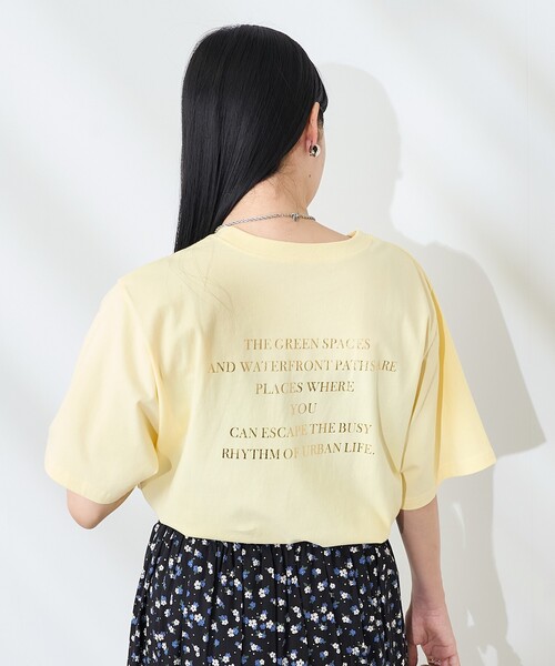 FREAK'S STORE(フリークスストア)の「フロントバックロゴ箔プリントTシャツ(Tシャツ/カットソー・レディース・杢グレー/オフホワイト/イエロー・フリ-)」の11枚目の写真