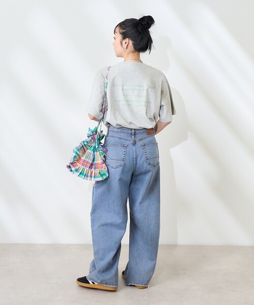FREAK'S STORE(フリークスストア)の「フロントバックロゴ箔プリントTシャツ(Tシャツ/カットソー・レディース・杢グレー/オフホワイト/イエロー・フリ-)」の15枚目の写真