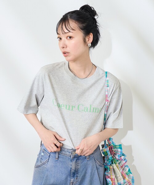 FREAK'S STORE(フリークスストア)の「フロントバックロゴ箔プリントTシャツ(Tシャツ/カットソー・レディース・杢グレー/オフホワイト/イエロー・フリ-)」の16枚目の写真