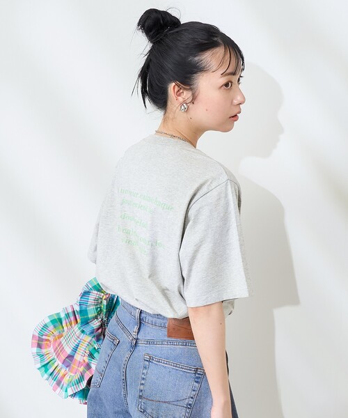 FREAK'S STORE(フリークスストア)の「フロントバックロゴ箔プリントTシャツ(Tシャツ/カットソー・レディース・杢グレー/オフホワイト/イエロー・フリ-)」の17枚目の写真