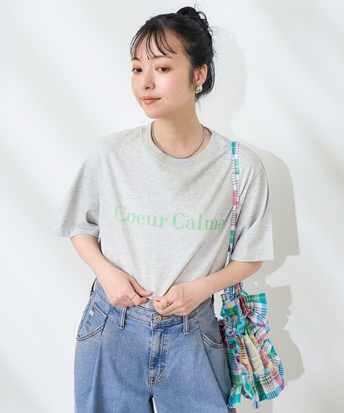 FREAK'S STORE(フリークスストア)の「フロントバックロゴ箔プリントTシャツ(Tシャツ/カットソー・レディース・杢グレー/オフホワイト/イエロー・フリ-)」の18枚目の写真