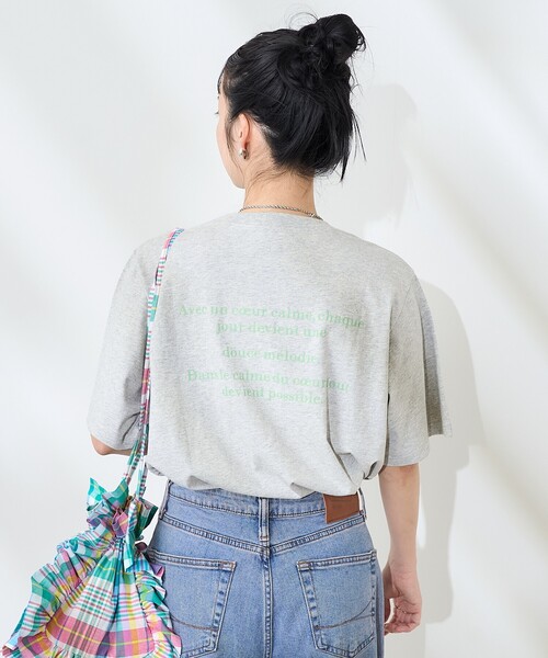 FREAK'S STORE(フリークスストア)の「フロントバックロゴ箔プリントTシャツ(Tシャツ/カットソー・レディース・杢グレー/オフホワイト/イエロー・フリ-)」の19枚目の写真