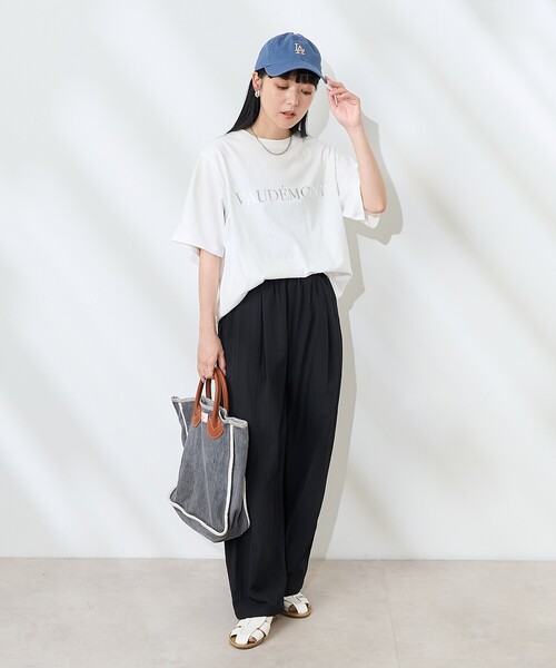 FREAK'S STORE(フリークスストア)の「フロントバックロゴ箔プリントTシャツ(Tシャツ/カットソー・レディース・杢グレー/オフホワイト/イエロー・フリ-)」の21枚目の写真