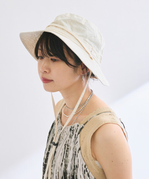 RIVE DROITE（リヴドロワ）の「【コーデのポイントに】コットンサファリハット（ハット・レディース・ベージュ/ブラック・FREE）」の13枚目の写真