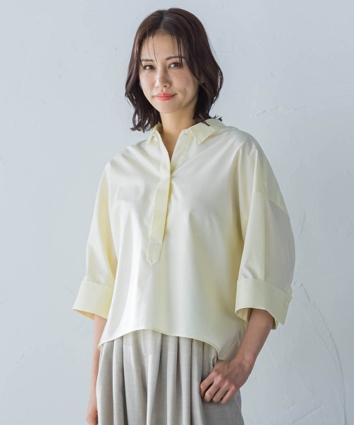 LAUTREAMONT（ロートレアモン）の「シワ軽減オックスフォードブラウス≪洗濯機で洗える≫（シャツ/ブラウス・レディース・グリーン/イエロー/ホワイト/ライトブルー・9号）」の22枚目の写真