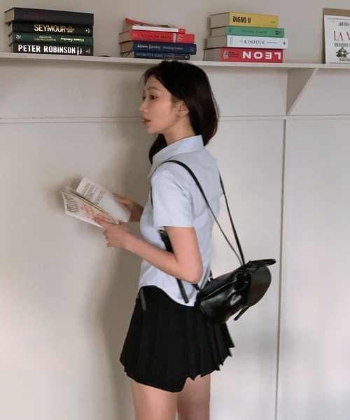 by muni:r（バイ ムニール）の「ストライプ半袖シャツ（シャツ/ブラウス・レディース・ブルー/ホワイト・FREE）」の11枚目の写真