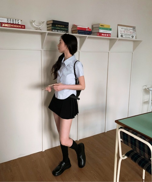 by muni:r（バイ ムニール）の「ストライプ半袖シャツ（シャツ/ブラウス・レディース・ブルー/ホワイト・FREE）」の13枚目の写真