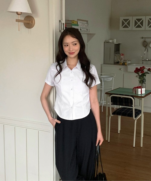 by muni:r（バイ ムニール）の「ストライプ半袖シャツ（シャツ/ブラウス・レディース・ブルー/ホワイト・FREE）」の20枚目の写真