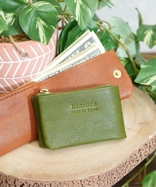 kissora キソラ】二つ折り本革財布 赤茶 レビュー投稿で+5％還元