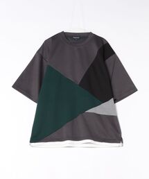 【Blue Standard/ブルースタンダード】接触冷感 COOLスムース フェイクレイヤード リラックスフィット切り替えデザインTシャツ