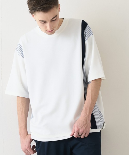 Blue Standard (ブルースタンダード)の「【Blue Standard/ブルースタンダード】接触冷感 COOLスムース フェイクレイヤード リラックスフィット切り替えデザインTシャツ(Tシャツ/カットソー・メンズ・ホワイト系その他/ブラック系その他/ホワイト系その他2/ブラック系その他3/ピンク系その他2/ブルー系その他3/グレー系その他4/ホワイト系その他4/グレー系その他5/ホワイト系その他6/ブルー系その他6/ブルー系その他5/ホワイト系その他5/グレー系その他6・X-LARGE/MEDIUM/LARGE)」の2枚目の写真