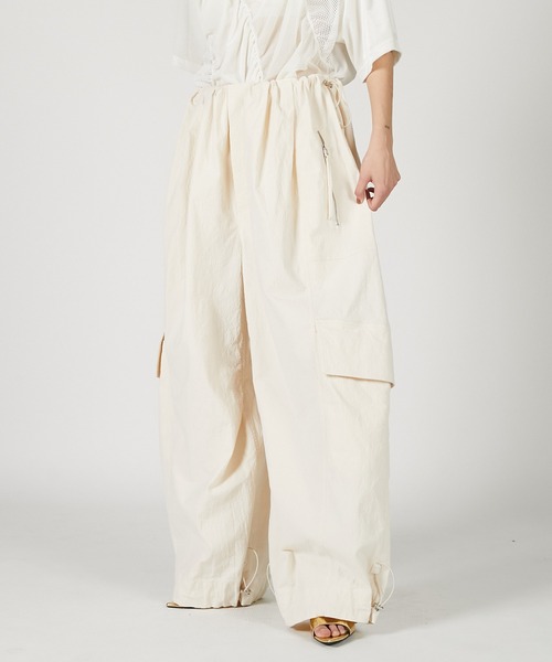 PRANK PROJECT（プランクプロジェクト）の「ワッシャーリップストップボリュームカーゴパンツ / Washer Ripstop Volume Cargo Pants（カーゴパンツ・レディース・ブラック/ホワイト・36/38）」の10枚目の写真