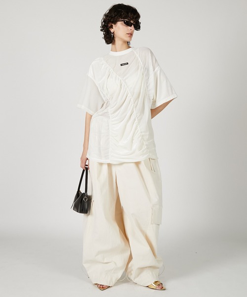 PRANK PROJECT（プランクプロジェクト）の「ワッシャーリップストップボリュームカーゴパンツ / Washer Ripstop Volume Cargo Pants（カーゴパンツ・レディース・ブラック/ホワイト・36/38）」の3枚目の写真