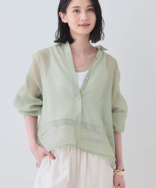 セール】【洗える／ドロスト付】トレンドシアーシャツ（シャツ