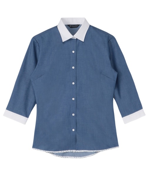 TOKYO SHIRTS(トウキョウシャツ)の「形態安定ノーアイロン ワイド 7分袖ビジネスワイシャツ(ビジネスシャツ・レディース・ネイビー・S/M/L/LL/XL)」の1枚目の写真