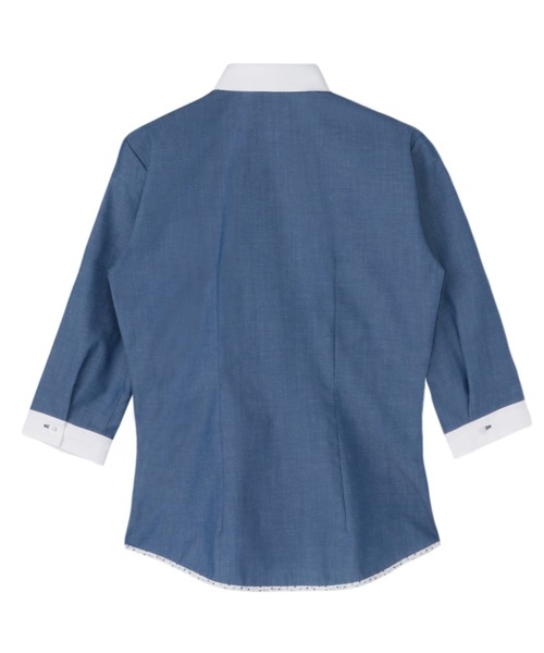 TOKYO SHIRTS(トウキョウシャツ)の「【透け防止】 形態安定ノーアイロン ワイド 7分袖ビジネスワイシャツ(ビジネスシャツ・レディース・ネイビー・S/M/L/LL/XL)」の5枚目の写真