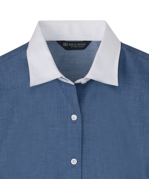 TOKYO SHIRTS(トウキョウシャツ)の「【透け防止】 形態安定ノーアイロン ワイド 7分袖ビジネスワイシャツ(ビジネスシャツ・レディース・ネイビー・S/M/L/LL/XL)」の4枚目の写真
