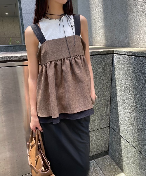 AIC.（エーアイシー）の「ロングベルトレイヤードキャミソール（キャミソール・レディース・グレー/ブラウン・FREE）」の6枚目の写真