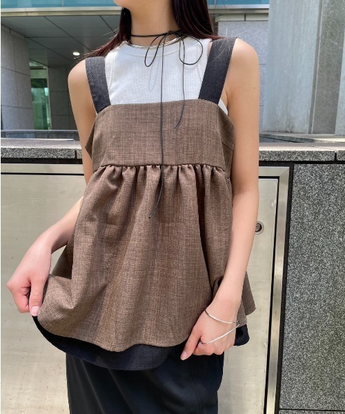 AIC.（エーアイシー）の「ロングベルトレイヤードキャミソール（キャミソール・レディース・グレー/ブラウン・FREE）」の7枚目の写真