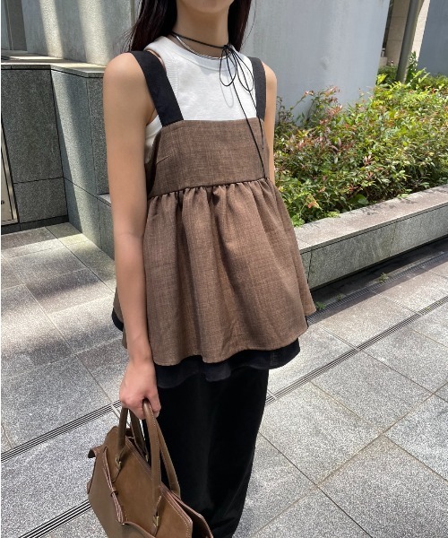 AIC.（エーアイシー）の「ロングベルトレイヤードキャミソール（キャミソール・レディース・グレー/ブラウン・FREE）」の9枚目の写真