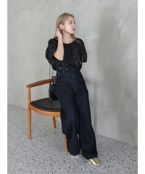 Ungrid（アングリッド）の「ハイウエストバギーデニム（デニムパンツ・レディース・ブルー/インディゴブルー・25inch/24inch/26inch）」の16枚目の写真