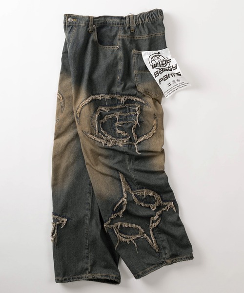 SlashDate(スラッシュデイト)の「【82】OVAL カットオフ デザイン ワイドデニム バギーパンツ(デニムパンツ・メンズ・ブルー/ブラック・M/L)」の4枚目の写真