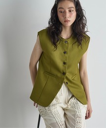 HERRINGBONE LONG ニットベスト カーキ色　オリーブ色 グラフィックプリントニットベスト © OTIS KWAME KYE QUAICOE